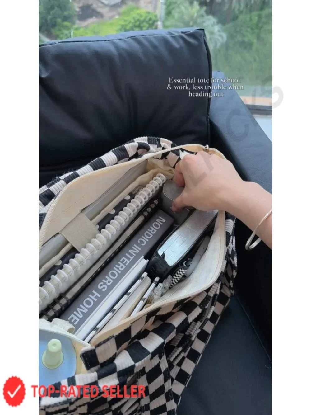 Corduroy Tote Bag with Laptop Sleeve - 17 Pockets Work Travel